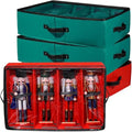 Preboun 4 Pack Christmas Nutcracker Storage Box Clear Top,Red,Bottle Green