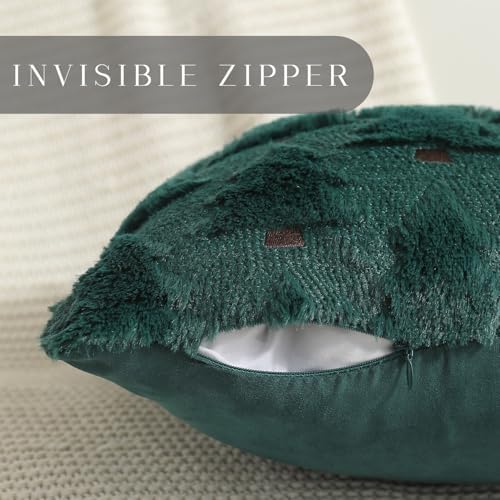 Allorry Christmas Pillow Covers 12x20 inch Set of 2 Christmas Decorations Soft Plush Faux Fur Wool Green Christmas Tree Throw Pillow Cases Winter Holiday Decor for Sofa Living Room PT-002A12