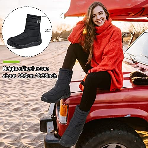Alicegana Womens Winter Snow Boots for Women Waterproof Warm Fur Lining Mid Calf Boots with Zipper Comfortable Outdoor Shoes