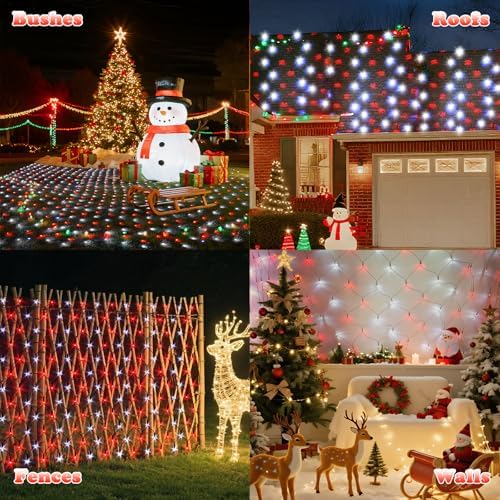 LitHome 14.8FT x 5FT Christmas Net Lights Outdoor Waterproof Connectable