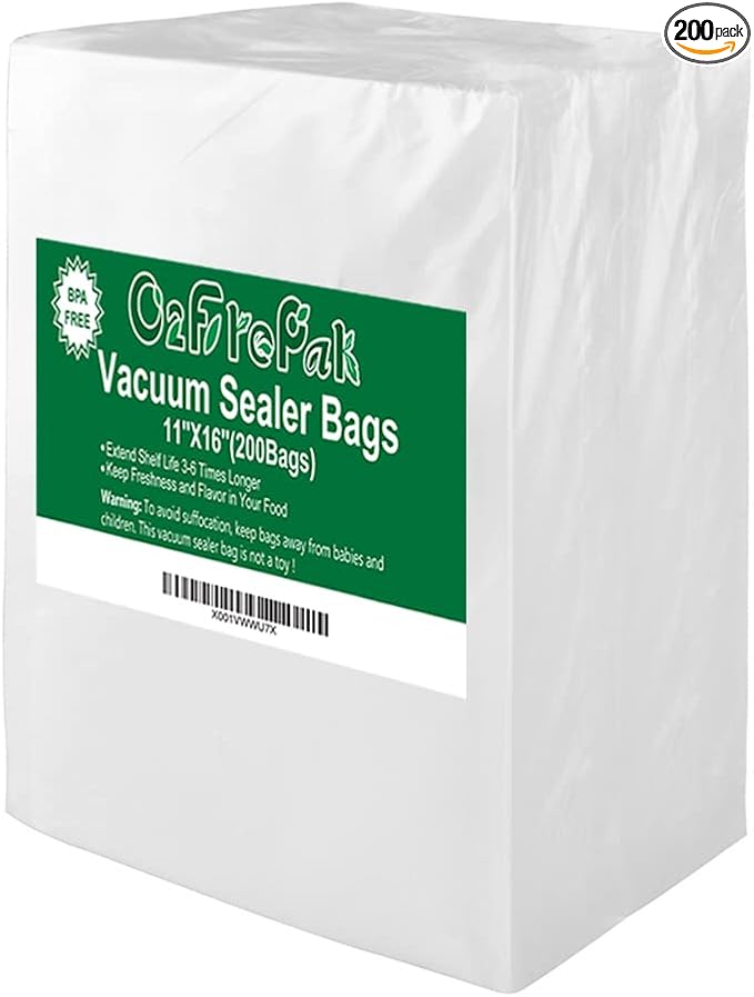 O2frepak 200 Gallon Size11" x 16" Vacuum Sealer Bags with BPA Free and Heavy Duty, Vacuum Seal Food Sealer Bags,Great for Food Storage Vaccume Sealer PreCut Bag