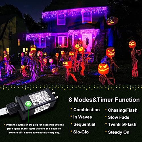 Icicle Lights for outside 33FT 400 LED Purple Halloween Lights Outdoor