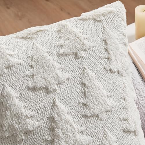 MIULEE Christmas Throw Pillow Covers Pure White Set of 2 12x20 Lumbar