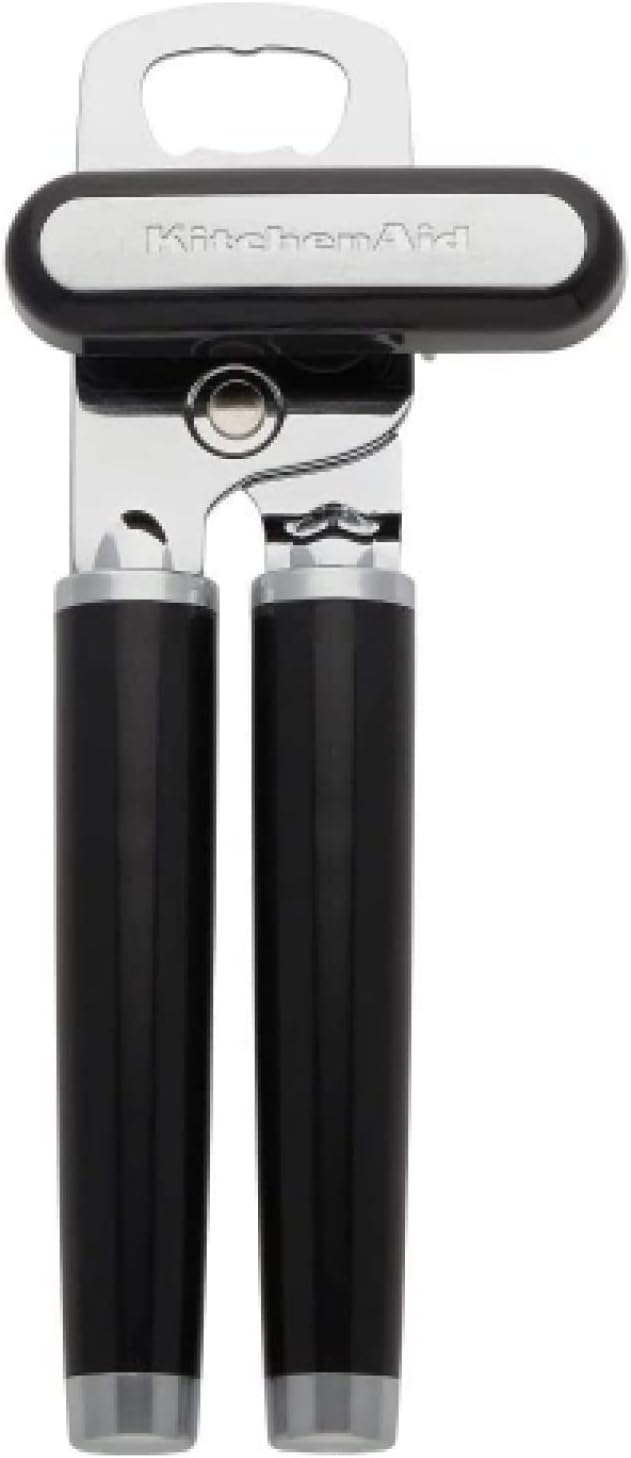 KitchenAid Classic Multifunction Can Opener and Bottle Opener Easy to Use, Razor Sharp Stainless Steel Cutting Wheel, Soft Ergonomic Handles, Black, Pack of 12