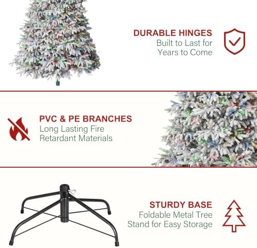 Hykolity 7.5 ft Prelit Premium Christmas Tree with 650 Multicolor LEDs
