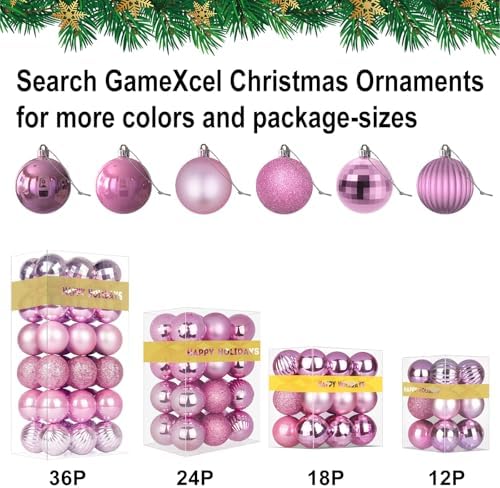 Bubblegun Pink 2.5" Christmas Balls Christmas Tree Decoration Ornaments Shatterproof Hanging Balls for Birthday Halloween Holiday Wedding Decorations Set of 10pcs