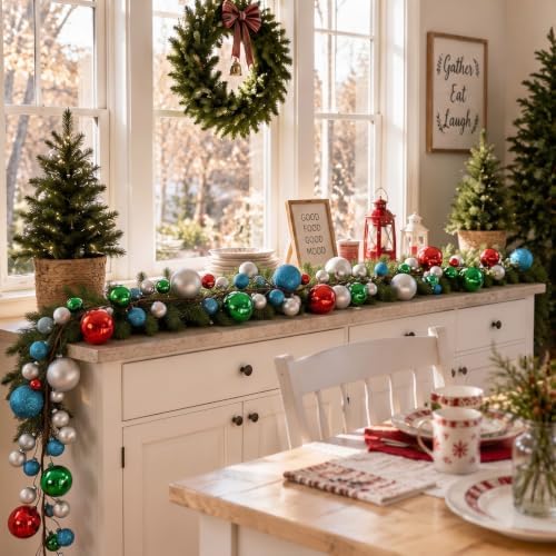2 Pcs 6 ft Christmas Ball Ornament Garland, Modern