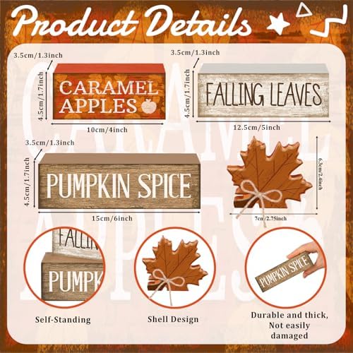Moucuny 4 Pcs Fall Decor Wooden Maple Leaf Decoration Thanksgiving Decor
