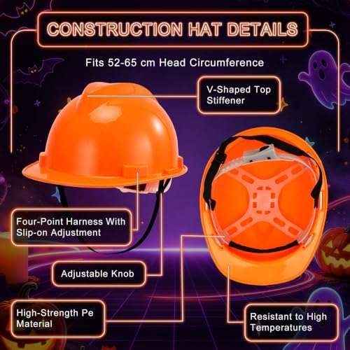 Neon Construction Worker Costume, Reflective Vest Costume Hat Glasses