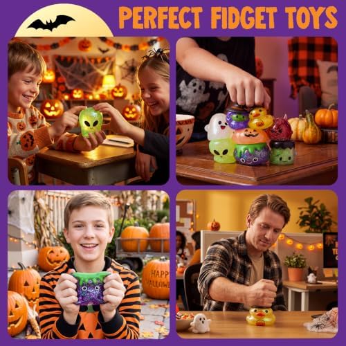 JOYIN 8 PCS Halloween Glitter Squishy Toys, Slow Rising Squishy Toys, Anxiety Relief Stress Balls, Sensory Toy for Kids Teens, Party Favors, Trick or Treating, Classroom Prize