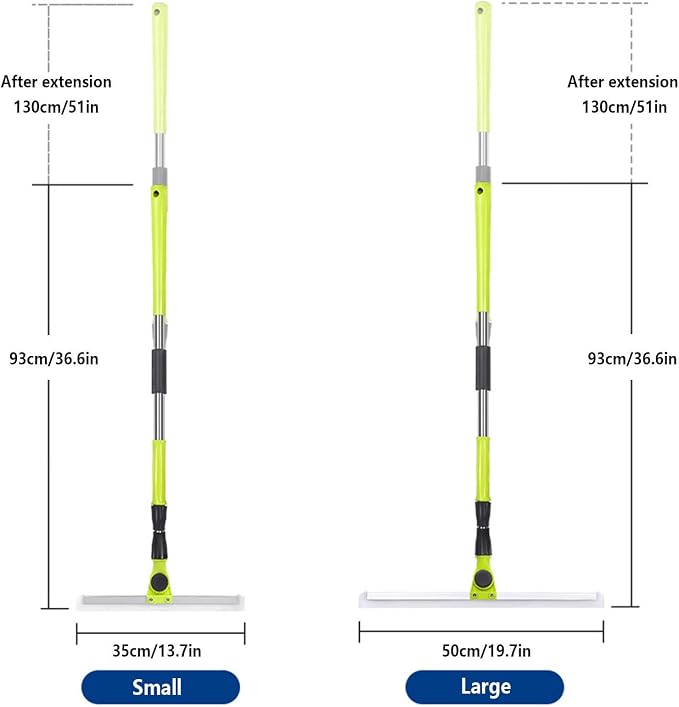 Silicone Broom, with 51 Long Handle Squeegee Broom for Floor, Garage Floor Squeegee Cleans Glass,Fine Dust,Hair,Liquids,Large:50×130cm