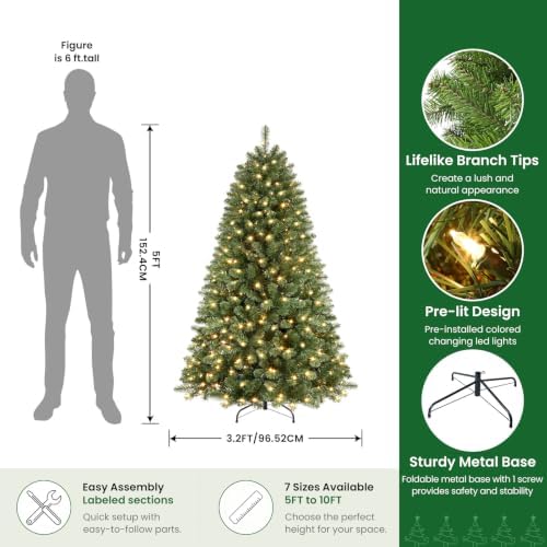 SHareconn 5ft Prelit Artificial Classic Spruce Christmas Tree