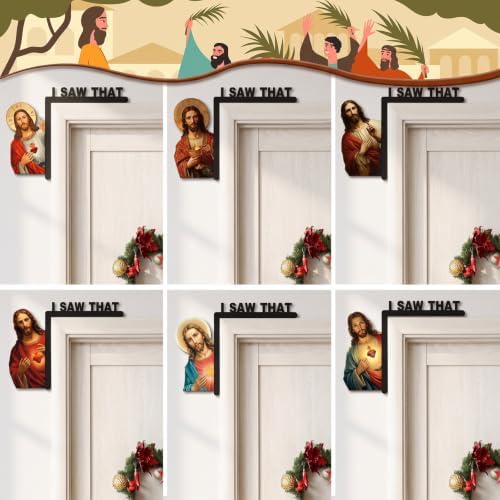 Qunclay 6 Pcs I Saw That Jesus Door Topper, Christmas Door Corner Decor