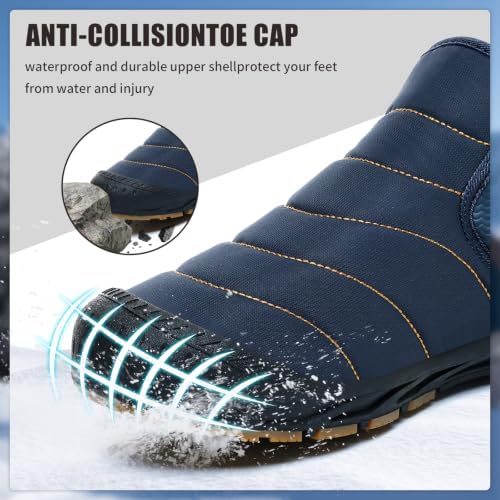 Mens Snow Boots Winter Velcro Water Resistant Fur Lined Slip On Ankle Boot