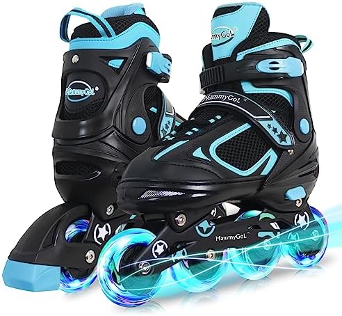 MammyGol Adjustable Inline Skates for Kids Boys Girls Youth Blades Roller Skates with Light up Wheels Ages 4-16