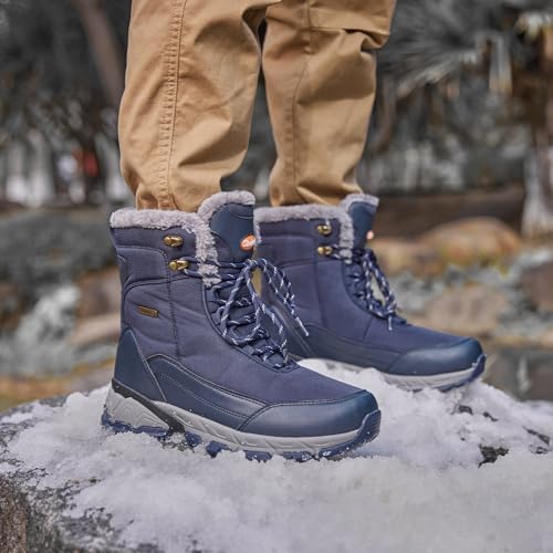 SHULOOK Men's Waterproof Winter Snow Boots: Insulated Warm Lined