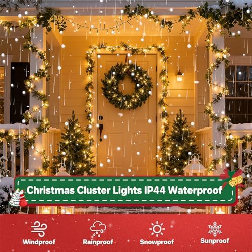 Christmas Lights Plug-in 52FT 800LEDs Cluster String Lights Indoor Outdoor