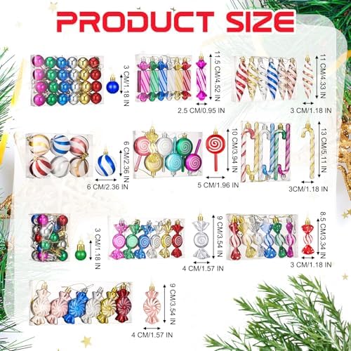 96 Pcs Christmas Tree Ornaments Colorful Candy Ball Ornament