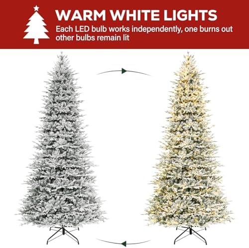 Hykolity 12 ft Prelit Christmas Tree with Realistic Flocked PE Foliage