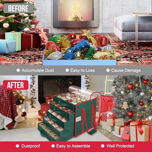 Christmas Ornament Storage Box,5 Tier Holds Up to 100-3” Holiday Décor