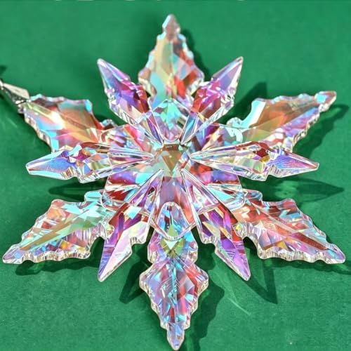 2026Annual Christmas Ornaments Crystal Snowflake Star - Christmas Tree Ornaments Pendant Sun Catcher Home Hanging Decor (2026Colored Crystal 3 Layers)
