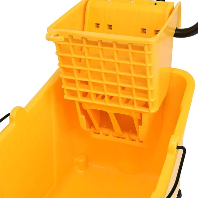 Nightcore Commercial Mop Bucket and Side Press Cleaning Wringer Portable Trolley On Wheels,All-in-one Tandem Floor Cleaning,Wavebrake. Ideal for Household,Commercial (34 Quart)