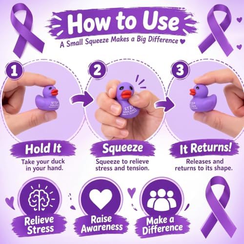 Thenshop 200 Pcs Domestic Violence Awareness Purple Ribbon Duck Ball