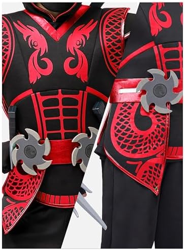 Spooktacular Creations Red Ninja Costume Set, Ninja Jumpsuit with Foam Accessories for Kids, Toddler Halloween Outfit for Ideas Cosplay Party (Small, 5-7 yrs)