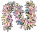 Riceshoot 6 ft Pastel Macaron Christmas Garland LED Lights Frosted Pine