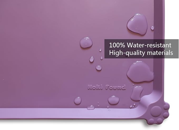 Hoki Found Silicone Pet Food Mats Tray - High-Lips Pet Dog Cat Bowl Mats - Pet Feeding Mat - Waterproof Dog Cat Food Mats -Pet Water Mats for Floors - Amethyst