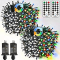 2 Pack 200LED Christmas Lights Indoor Outdoor Cool White to Multicolor