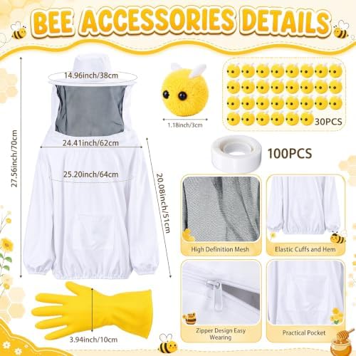 Yahenda Bee and Beekeeper Costume Halloween Couple Outfit with 30 Bee Decor