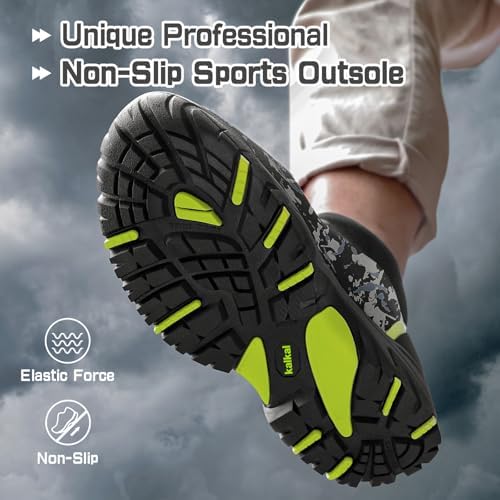 Kalkal Men's Rubber Boots, Waterproof Ankle Rain Boots, Insulated Working Booties with Comfortable Sports Sole, Outdoor Mud Boots for Yard Chore
