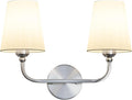 Bathroom Light Fixtures, Brushed Nickel Bathroom Vanity Light, 2-Light Lighting Fixtures Over Miror, Modern Wall Sconce with Flared White Fabric Shade, E26 Socket(ETL Listed)