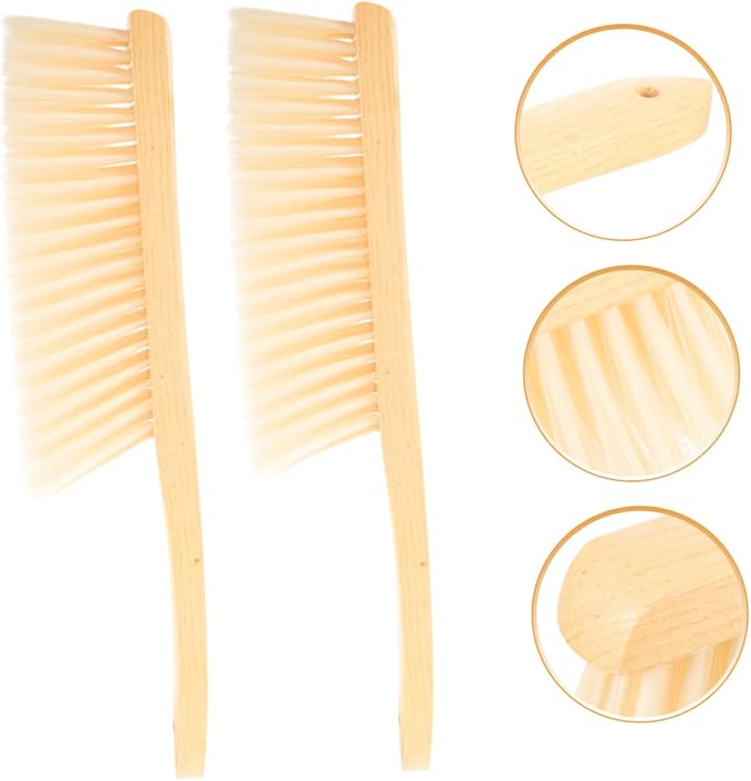 2pcs Wood Handle Brush Multi-Function Cleaning Brushes for Household Ceiling Carpet