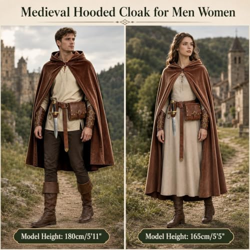 Renaissance Costume for Men, Viking Cloak Set, Ren Faire Halloween