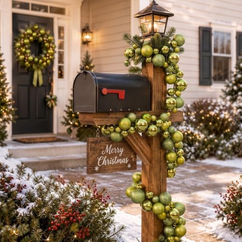 2 Pcs 6 ft Christmas Ball Ornament Garland, Light Green