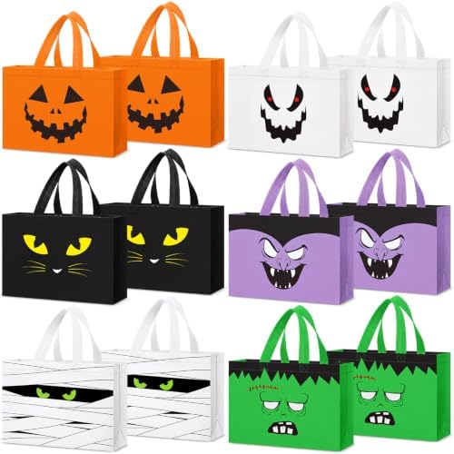 Paterr 30 Pcs Halloween Candy Bags Reusable Non Woven Treat Gift Bags
