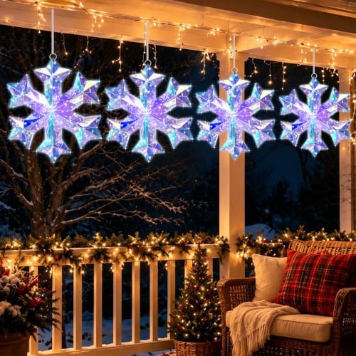 Nuanchu 2 Pcs 10" LED Christmas Snowflake Light Decor, Exotic Fantasy Wood