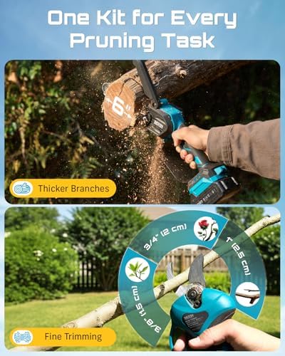 SEESII 2-in-1 Mini Chainsaw & Pruning Shears Combo, Brushless Motor