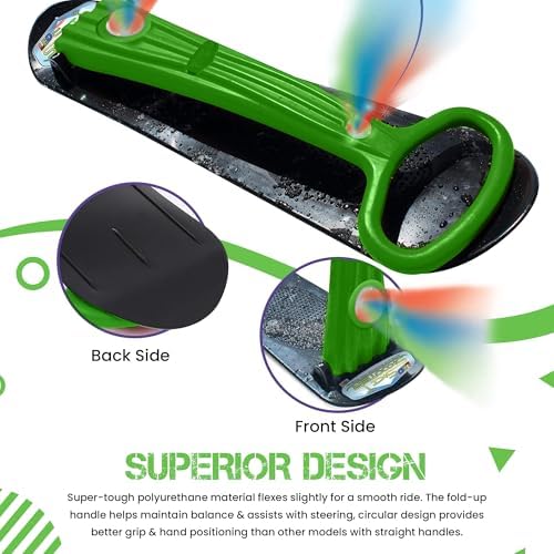 Geospace Winter Fun Foldable Snow Scooter, Ski Skate, Ski Skooter, Snow Sled, Kids Snowboard with 2 LED Light– Multi-Purpose Portable Sandboard, Snow Skate, and Kids/Teenager Sled for All Ages