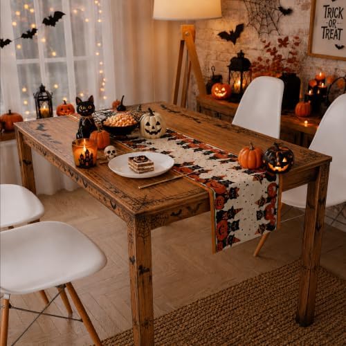 Halloween Decorations - Retro Halloween Table Runner for Home Party Decor