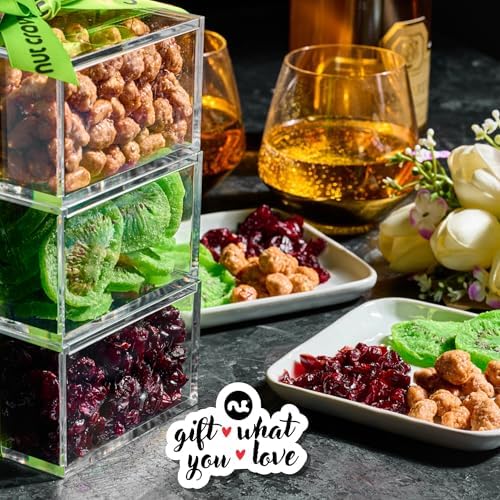 NUT CRAVINGS - Dried Fruits & Mixed Nuts Acrylic Tower (3 Tier Assortment)