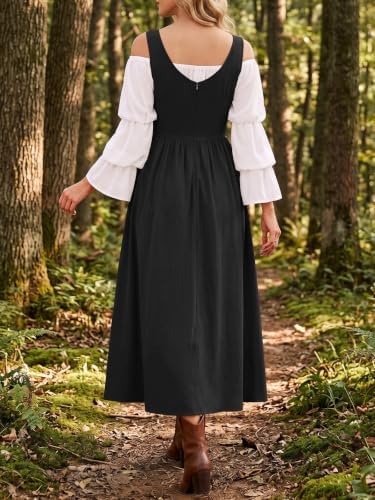 Wenrine Renaissance Costume Womens Lace Up Corset Halloween Medieval Dress