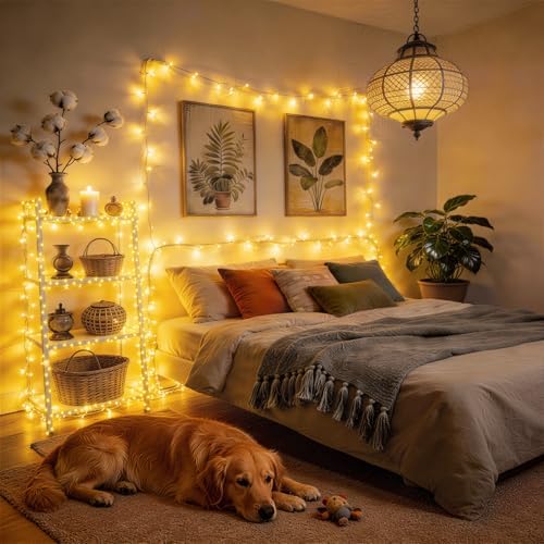 SAUIRS 600FT 1500 LED Christmas Lights Outdoor String Lights with 8 Modes Timer Waterproof Fairy Light Plug in for Outside Indoor Party Xmas Palm Tree Yard Wedding Decorations(Warm White)