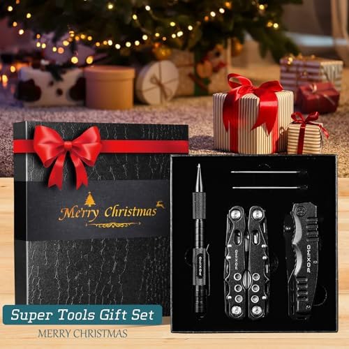 Gifts for Christmas, Multitools Set with Multi-Pliers, Pocket Knife, Tactical Pen 3-In-1, Stocking Stuffers for Men Women, EDC Multi-tools(Merry Christmas)