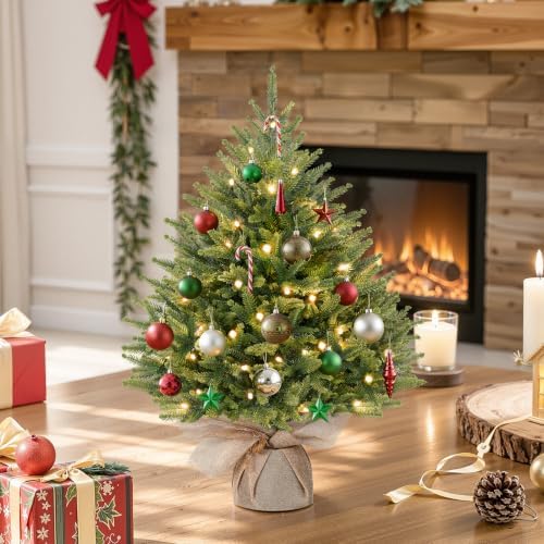 Alupssuc 2ft Prelit Artificial Mini Christmas Tree for Tabletop Desk Decor
