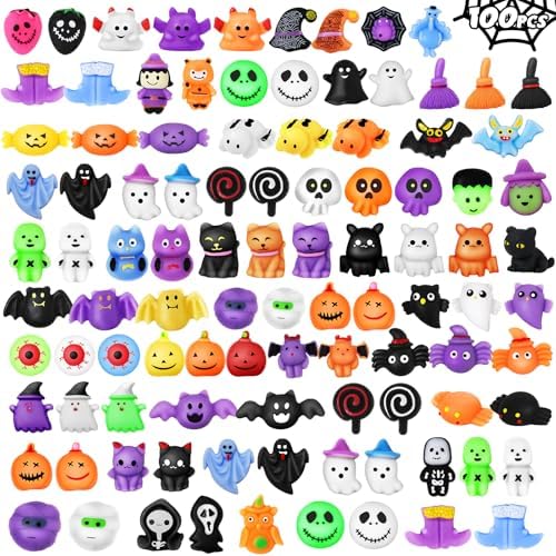 AuroTops 100 PCS Halloween Squeeze Toys for Kids Party Favors Halloween Toy