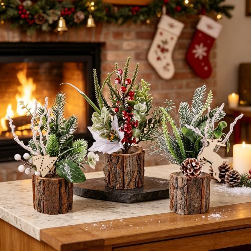 winemana Christmas Table Decorations Indoor Xmas Centerpieces Decor, 3 Pack