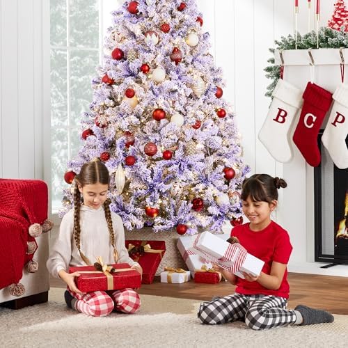 Best Choice Products Pre-Lit Lavender Christmas Tree, 9ft Artificial Flocked Full Fir Tree, Holiday Decoration w/ 900 Lights, 2,094 Branch Tips